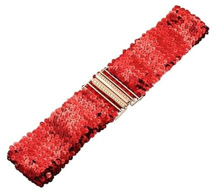 Pailletten Gürtel für Damen Paillettenbesatz Taille Band Gürtel Vintage Glitzer-gürtel Stretch Mode Taillengürtel Persönlichkeit Metallic Kleid Gürtel Elastischer Gürtel Schnalle Stil dehnbare Gürtel