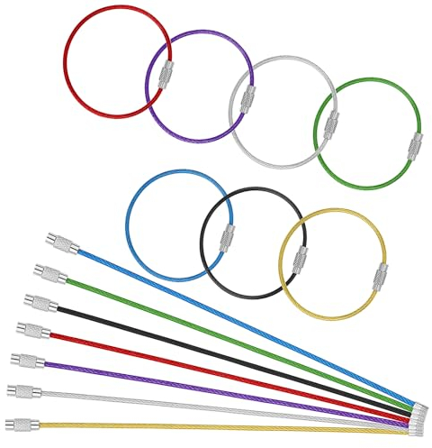 14 Pcs Stainless Steel Wire Keychain 15&20 Cm Cable Wire Ring Flexible Key Ring Metal Luggage Tag Loops Keeper Travel