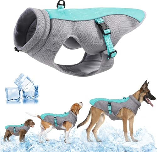 TOPSOSO Kühlweste für Hunde Leichtgewicht Kühlweste Hund UV-Schutz Hunde Kühlweste Atmungsaktive Kühlweste für Draußen Strand Wandern Sonnenschutz Hund für Kleine Mittlere und Große(Grüner, M)
