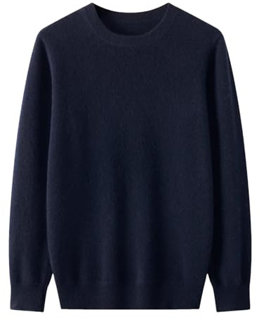 Mkjuuior Suéter de lana merina de primavera para hombre con cuello redondo de manga larga de cachemira, XL