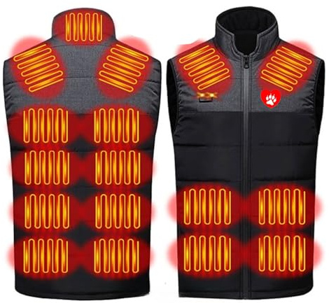 Veste Chauffante Femme, Gilet Chauffant Femme avec Batterie, 17 Zones de Chauffage, Doudoune Chauffante Femme Gilet Chauffant avec 3 Températures pour Randonnée Ski Camping Chasse (Sans Batterie)