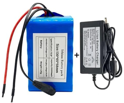 GNIUBBDB Batería de Litio para Bicicleta eléctrica, 24 V, 20 Ah, 7S3P, Paquete de batería de Iones de Litio con Cargador y BMS para Kit de Motor de Menos de 500 W T Plug