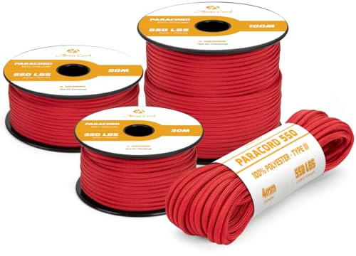 Abma Cord Paracord 4mm 15m Schnur Typ III Paracord 550 Seil 7 Kern | Max 250kg (550lbs), Polyester, Basteln, Camping, Survival, Outdoor