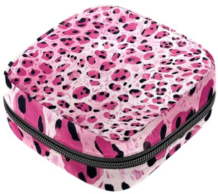 Pink Leopard Damenbinden Aufbewahrungstasche für Frauen, große Kapazität, Menstruationspolster, Menstruationstaschen, Tampon-Sammelhalter, Geldbörse