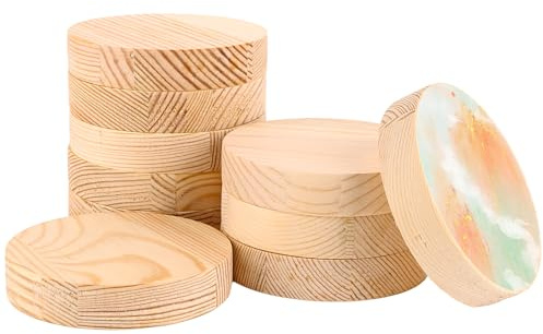 ZOFUN 10 discos de madera redondos, 10 cm de diámetro, discos redondos de madera natural, aprox. 20 mm, para manualidades, bodas, centros de mesa, decoración de Navidad para manualidades