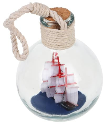 GALPADA Coastal Sailing Boat Bottle Ornament Mediterranean Decor Rope Handle High Transparency Glass Nautical Home Decor
