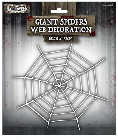 HENBRANDT Giant White Spider Web Decoration 152cm x 152cm - Spooky Halloween Party Prop for Indoor Outdoor Decor - Haunted House Supplies for Kids & Adults