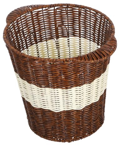 CLISPEED Corbeille à Déchets Tressée Panier Imitation Rotin Poubelle Pour Bureau Et Chambre Design Compact Avec Ventilation
