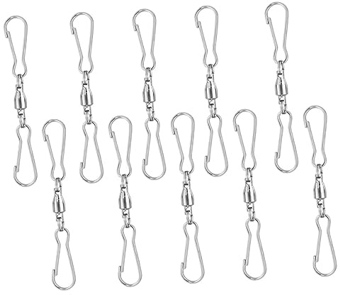 IWOWHERO 10Pcs Stainless Steel Dual Swivel Hooks Heavy Duty Rotatable Suspension Clips for Hanging Wind Chimes Windsocks Bird Feeders Flower Pots and Outdoor Decor