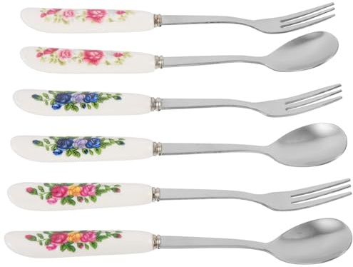 TOGEVAL Cucharas y Tenedores para Postre de Acero Inoxidable con Mango de Reutilizables y Multifunción para Bebidas y Servir Aperitivos