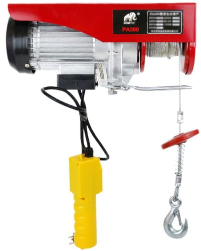 ShaiVrissian Paranco Elettrico,Argano Elettrico con Puleggia,Cavo in Acciaio Intrecciato,velocità 10 M/Min Altezza 12m,Sollevatore per Carichi,per Uso Domestico E Industriale 660lb