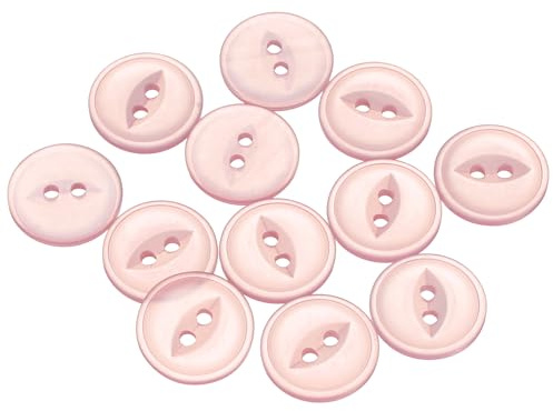 QUARKZMAN 50 Stück Knöpfe Rosa Nähknöpfe 18mm Runde Harz Buttons | DIY Bastelnknöpfe, 2-Loch Fischaugen, für Handwerk Hosen Kleider Röcke Kleidung Blusen Hemd