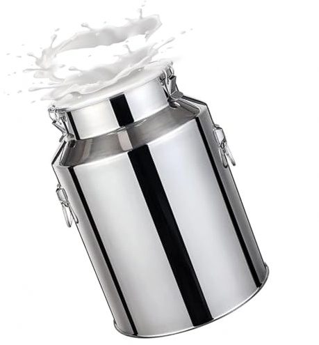 Bidon De Lait Inox 5L Pot a Lait Inox Bidon for À Vin Baril Seau À Eau Huile Réservoir À Thé Avec Couvercle Scellé,Capacity-5L
