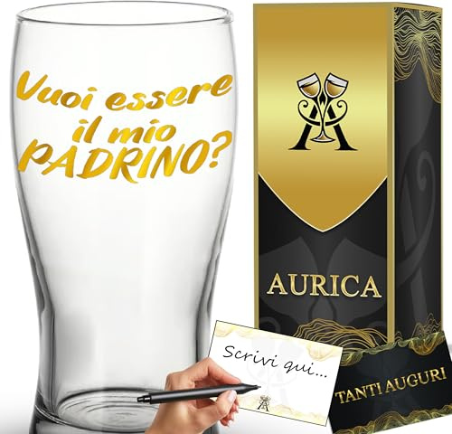 Aurìca Bicchiere Da Birra Personalizzato Vuoi Essere Il Mio Padrino?- Bicchiere 500ml - Un Regalo Originale Per Chiedere Alla Persona Speciale Di Diventare Il Padrino Del Tuo Bambino