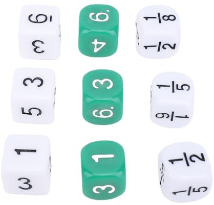 KUIDAMOS Set di Dadi con Numeri a 6 Facce Durevoli da 30 Pezzi per Giochi da Tavolo, Insegnamento della Matematica, Apprendimento per Bambini e Adulti, Plastica Bianco Verde 16 Mm