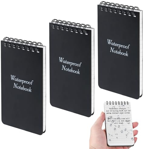3Pezzi Block Notes Piccoli Quaderno Impermeabile, 7,6x12,7cm, Taccuino Tascabile Cuadernos Impermeables, 3x5 Pollici Taccuini Tascabili, Mini Blocco Note Spirale per Attività All'aperto Registrazione