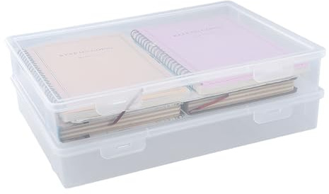 Tinsellns A4 genomskinlig arkivlåda – förpackning med 2 staplbara dokumenthållare i plast med snäpplock, för bokförvaring tidningar Scrapbooking papper