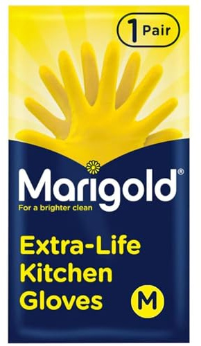 Marigold Gloves Medium - Household Kitchen Gloves Multipurpose, Waterproof, Heavy Duty, Anti Slip, Household Glove for Cleaning Kitchen, Bathroom & Dishwashing