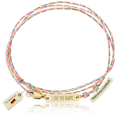 Made by Nami Personalisierte Geschenke für Frauen Personalisiertes Armband Damen Herren Geschenk Freundin Freundschaftsarmbänder mit Gravur Taufe Valentinstag Weihnachten
