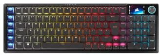 Corsair Vanguard AIR 99 Clavier de Jeu RVB sans Fil Optique et mécanique à Profil Bas - QWERTY UK, Puce 99%, commutateurs OPX, Hyper-Polling 8000 Hz, intégration Stream Deck, Flashtap SOCD