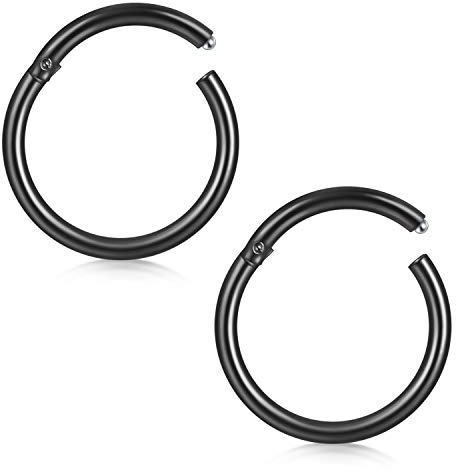 VCMART 2pcs Surgical Steel Nose Ring Hoop 16G Septum Lip Tragus Earring Cartilage Helix Piercing Jewellery