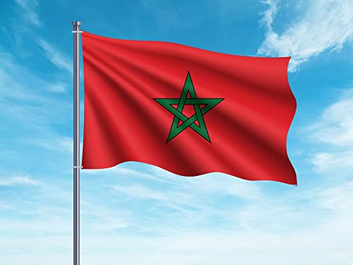 Oedim Bandera de Marruecos 85x1,50cm | Reforzada y con Pespuntes | Bandera con 2 Ojales Metálicos y Resistente al Agua