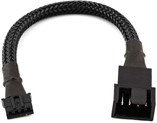 CRJ Micro 4-Pin GPU Fan Adapter Cable - 6-inch (15cm), Black Sleeved - Micro PH (2.0mm) 4-Pin PWM Graphics Card Fan Adapter Cable for Connecting 3-Pin/4-Pin PC Fans