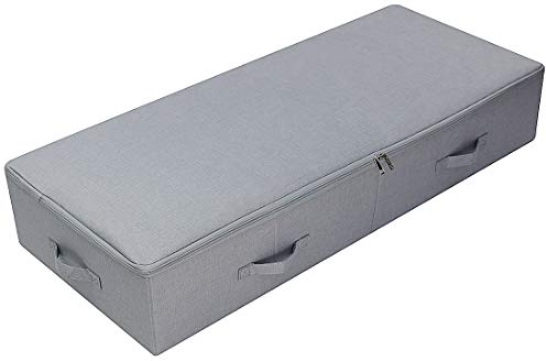 Amonsen 100X 43X 18 cm, Unterbett-Aufbewahrungsbox | Atmungsaktiv und Mottenfrei | Platzsparende Unterbett Aufbewahrungsbox für Bettdecken, Zusammenklappbar, Hellgrau