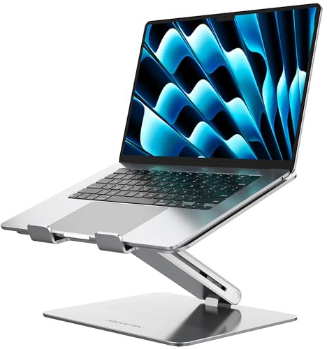 AboveTEK Laptop Stand, Adjustable Computer Riser for Desk, Compatible with Mac MacBook Pro Air Notebook, Up to 17 inches, Supports Up to 19.96 KG -Silver-Gift for Family/Friends/Women/Men