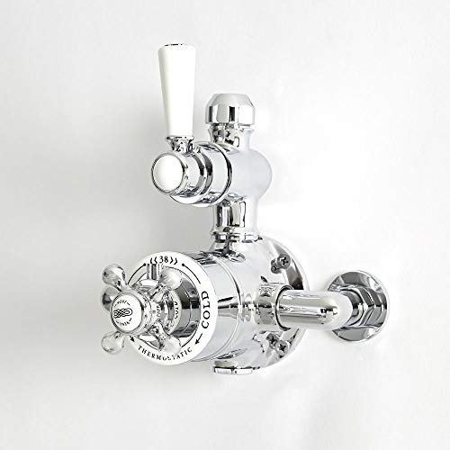 Milano Elizabeth Traditional Exposed Twin Thermostatic Mixer Shower Valve - Chrome White