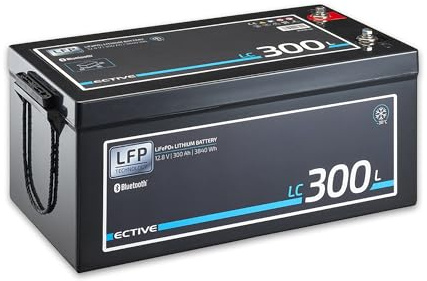 ECTIVE LiFePO4 Lithium-Eisenphosphat Batterie LC300L LT12V 300Ah 3840Wh | Versorgungsbatterie bis -30°C mit BMS-System & Bluetoothfunktion, Aufbaubatterie für Boote, Van, Wohnwagen, Camper etc.