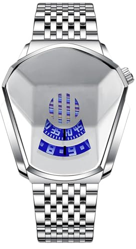 RORIOS Moda Reloj Hombre Cuarzo Analógico Reloj de Acero Inoxidable Creativo Relojes Pulsera para Hombre Deportivo Reloj Hombre, Blanco B, Pulsera, Blanco B, Pulsera