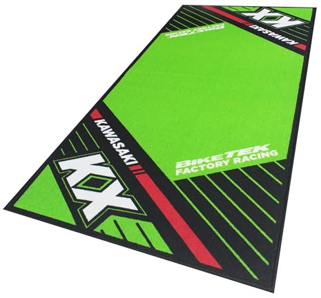 BIKETEK Tapis environnemental Garage Mat Noir Vert pour Moto Kawasaki KX Neuf