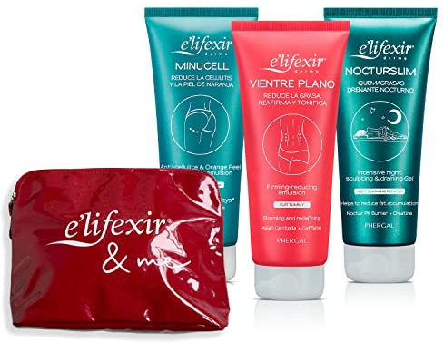 Elifexir | Minucell + Nocturslim + Vientre Plano + Regalo | Crema Anticelulítica + Quemagrasas Nocturno + Gel Reductor Abdomen +bolsa | Luce una Figura Esculpida | 600ml