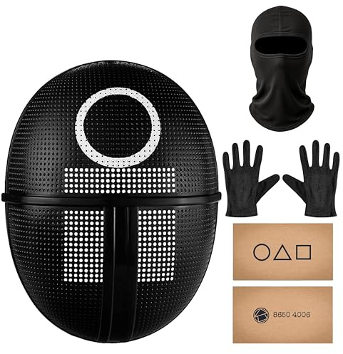Balinco Game Kostüm-Set für Erwachsene & Jugendliche – Enthält Maske, Sturmhaube, schwarze Handschuhe & Spielkarte für Halloween, Fasching, Karneval, Mardi Gras & Mottopartys