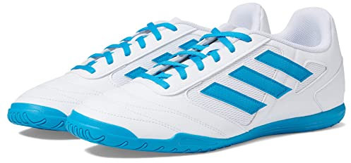 adidas Men's Super Sala 2 Soccer Shoe, White/Bold Aqua/Bold Aqua, 13