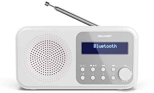 SHARP DR-P420 Portables Digitalradio (DAB/DAB+/FM mit RDS, USB, Bluetooth 5.0, 3,5mm Klinke Wecker-Funktionen), Weiß