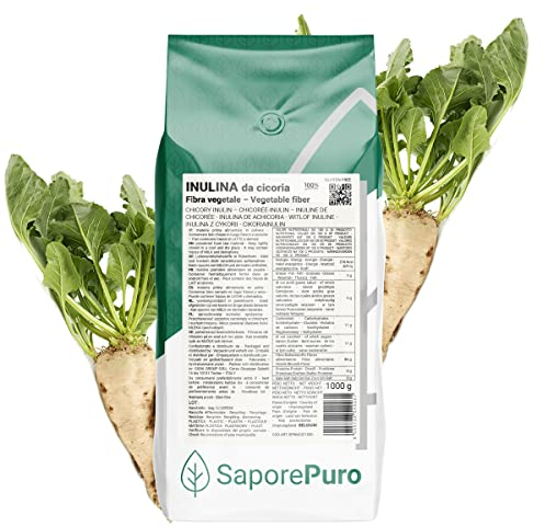 SaporePuro Inulin pulver 1 kg - aus Chicoree Wurzel - natürliches Präbiotikum – KURZE KETTE - vegan und glutenfrei
