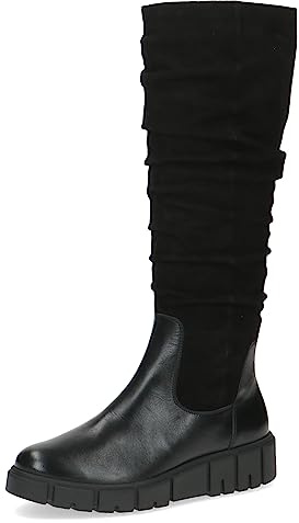 CAPRICE Damen Hohe Stiefel ohne Absatz Airmotion aus Leder Plateau Weite G, Schwarz (Black Comb), 40 EU
