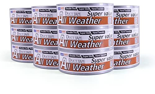 ADHES Duct Tape Silber klebeband Panzertape Panzerband Panzerklebeband,wasserfestes,starkes,für zum reparieren,befestigen,bündeln, verstärken, abdichten,48mm x 28m,12rollen