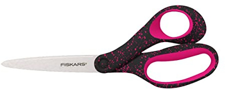 Fiskars Schere für Jugendliche von 15-18 Jahren, Rechtshändig, Gesamtlänge: 20 cm, Rostfreier Stahl/Kunststoff, Schwarz/Rosa Sprenkel, 1067868