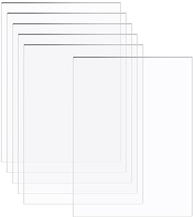 6 Blätter Acrylplatten Transparente A4, Klare Acrylscheibe 210 x 297 mm, Plexiglas Acrylglas Kunststoffplatte für Ersatzglas von Fotorahmen, Projektausstellung, Malerei (2mm)