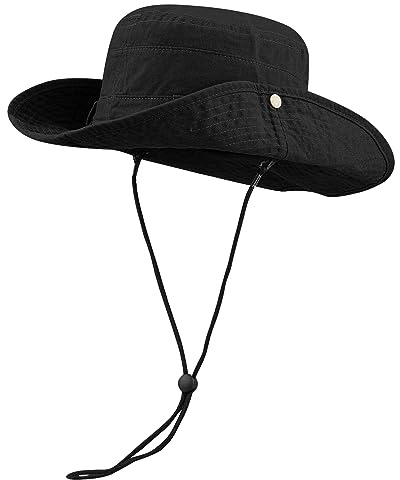 CLAPE Breiter Krempe Fischerhut UV Schutz Sonnenhut Baumwolle Safari Boonie Hut Cowboy Style Bucket Hat Outdoor Gartenhut Strandhut Herren Damen