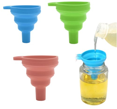 EIHI Imbuti Pieghevoli, Confezione da 3 imbuti da Cucina, imbuti Pieghevoli, imbuti in Silicone, imbuti in Silicone per Cottura in Cucina e trasferimenti di liquidi