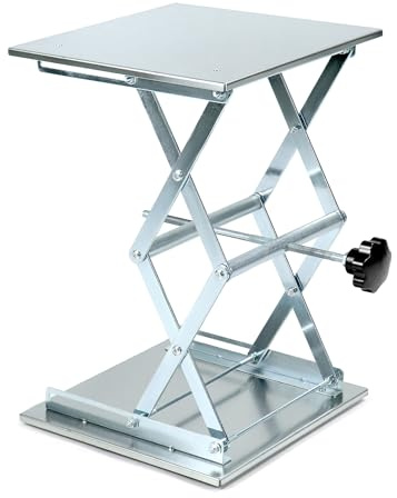 QWORK Lift Tables, 12x12 Lab Scissors Jack, 304 Stainless Steel Scissor Stand, 18 Height 55lbs Load Jack Platform, Lifting Platform