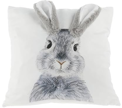 MC-Trend Kissenhülle Schlappohr Kissenbezug Ostern 40x39 Hasenkissen Kissenbezug Hase Osterhase mit Reißverschluss und angenähten Plüschohren (1)