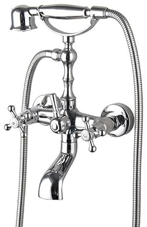 ZYCDP Mitigeur Baignoire Retro Robinet de Douche Chaud et Froid Robinetterie Baignoire Mitigeur Mural en Laiton, chrome