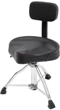 Biggittig Trommelhocker mit Rückenlehne, Höhenverstellbarer Schlagzeughocker mit Gummifußpads und 360° Gedreht Faltbar Drumhocker Tragfähigkeit 100kg Schwarz