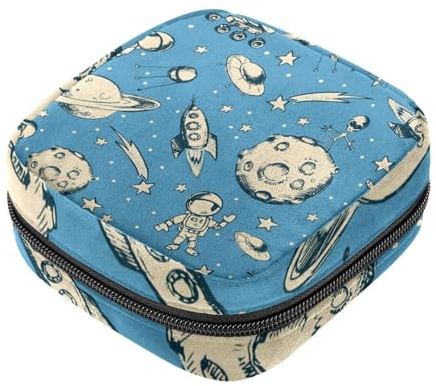 Damenbinden-Aufbewahrungsbeutel für Damen, große Kapazität, Menstruationspad-Tasche, Aliens, Menstruationstaschen, Tampon-Sammelhalter, Geldbörse