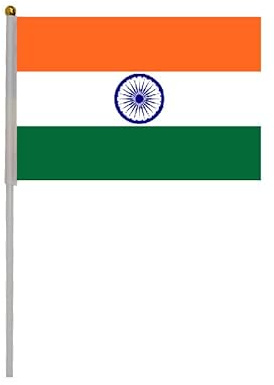 Pandiui23 Lot de 20 drapeaux indiens, Mini drapeaux de l'Inde, 14 cm x 21 cm, Orange, Blanc, Vert